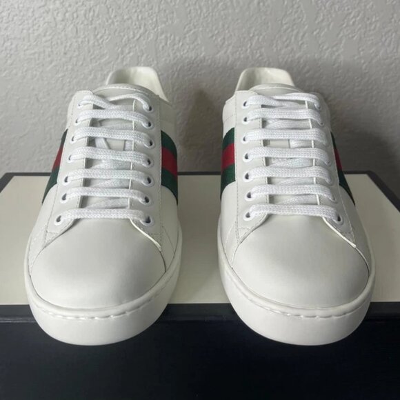 Gucci Ace Bee Embroidered 429446 White Leather Sneaker Shoes Men's 8 UK /9 US - Picture 1 of 16